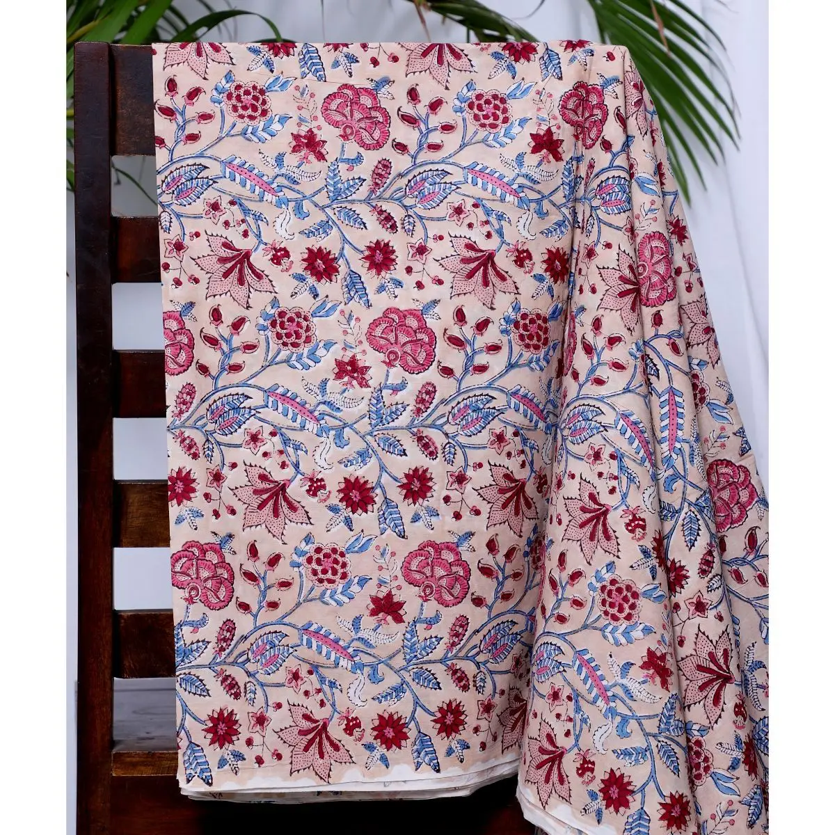 Hand Block Printed Craft Floral Print Cotton Fabric 100% Cotton Floral Dress Making Fabric Material