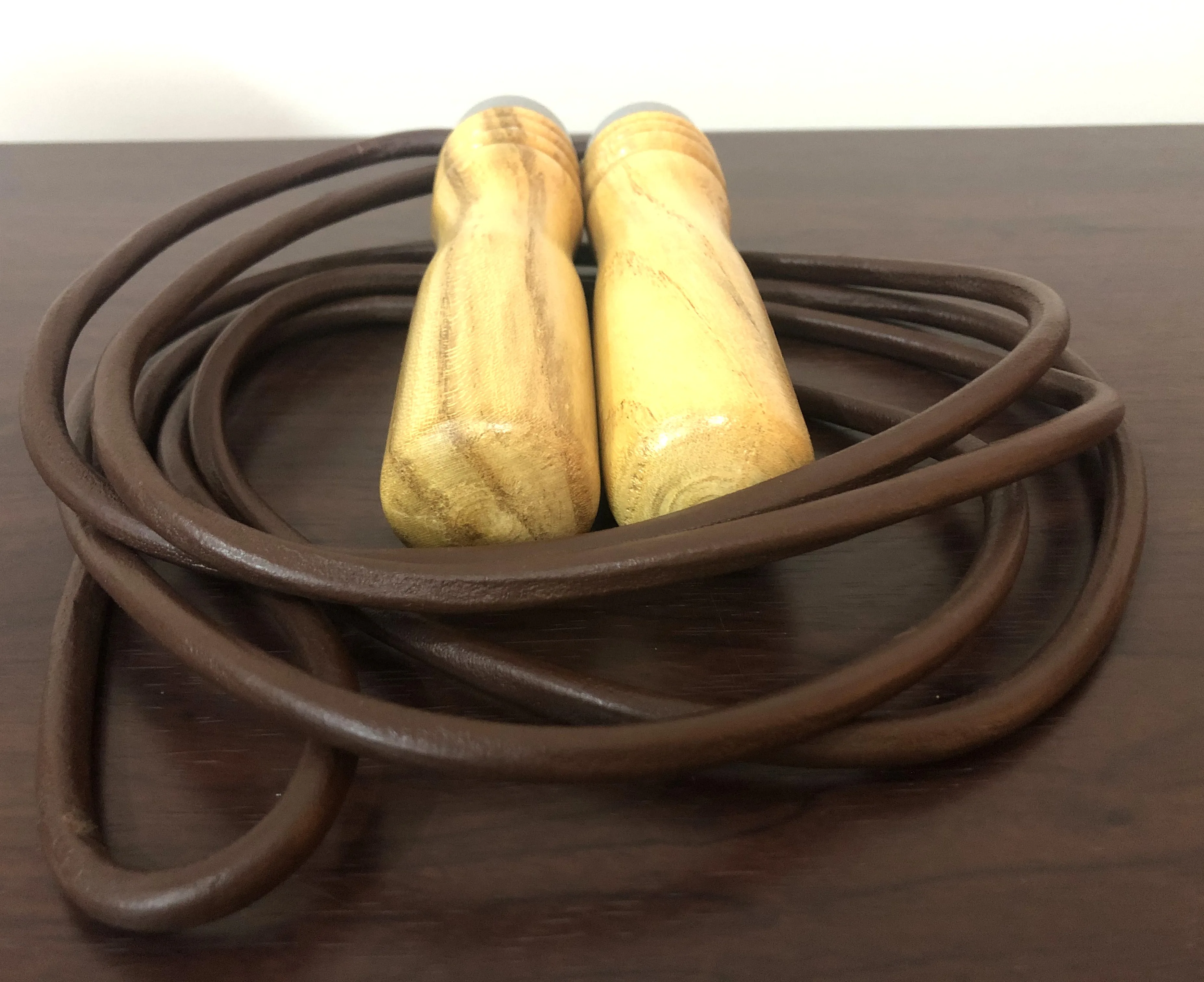 
Leather Skipping Rope with Wood Handles | 100% Cow Leather | Classic Retro Antique 