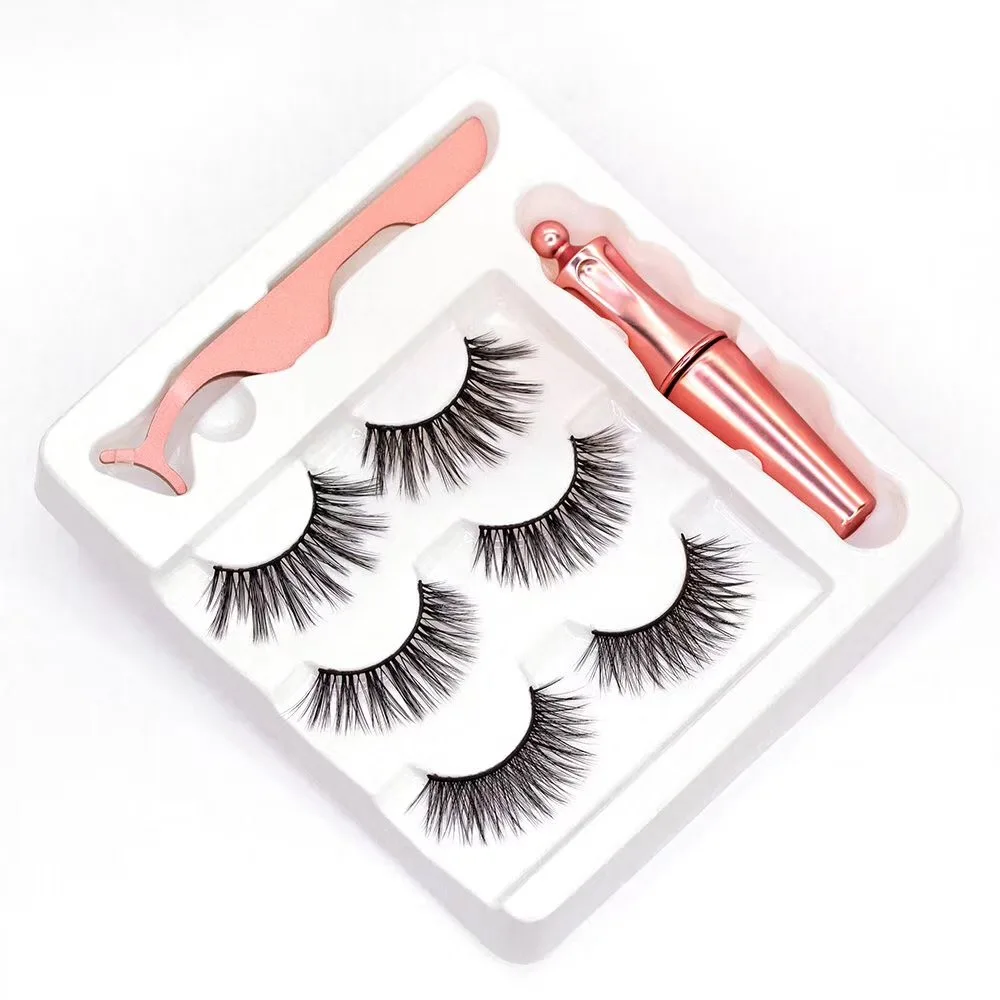 Guangzhou best selling magnetic eye lash custom black magnetic false eyelashes with eyeliner