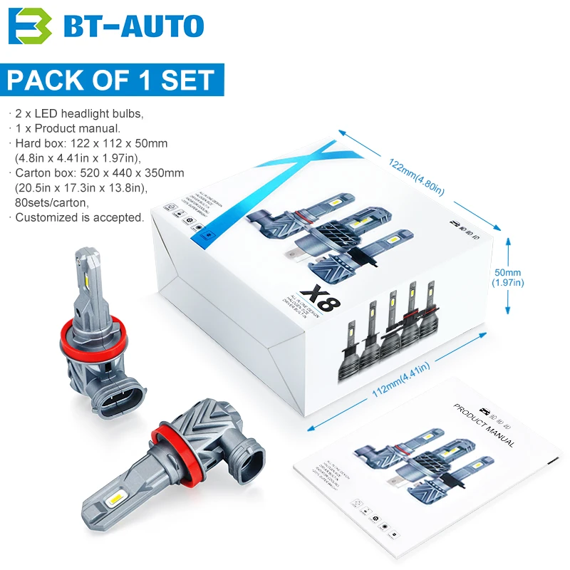 BULBTEK X8 9005 OEM factory selling car 9005 led bulb best seller led kit car