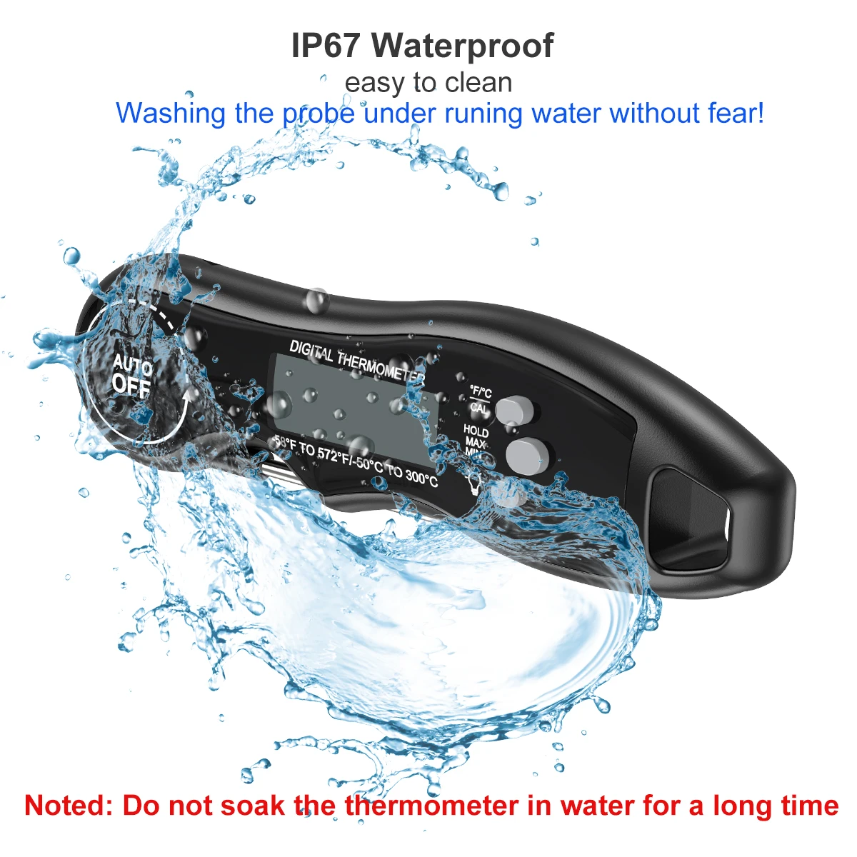 Digital Meat Thermometers for Cooking - Waterproof Instant Read Food Thermometer for Meat, Deep Frying, Baking, Outdoor Cooking,