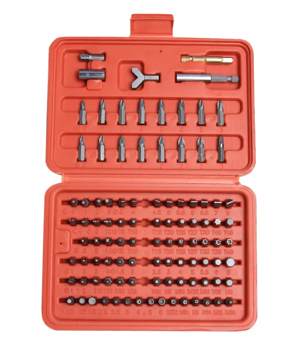 100 Pieces Security Bit Set With Case CR-V Torx Hex Key Security Screwdriver Bit Set