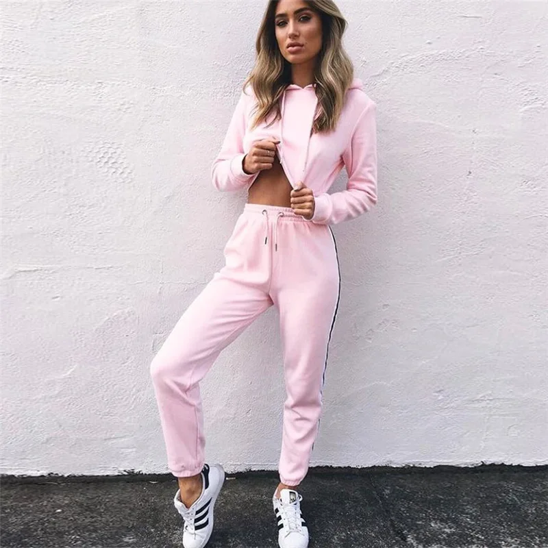 Custom fashion tracksuit for ladies latest design plain jogging sets two piece sweat suits women cheap wholesale