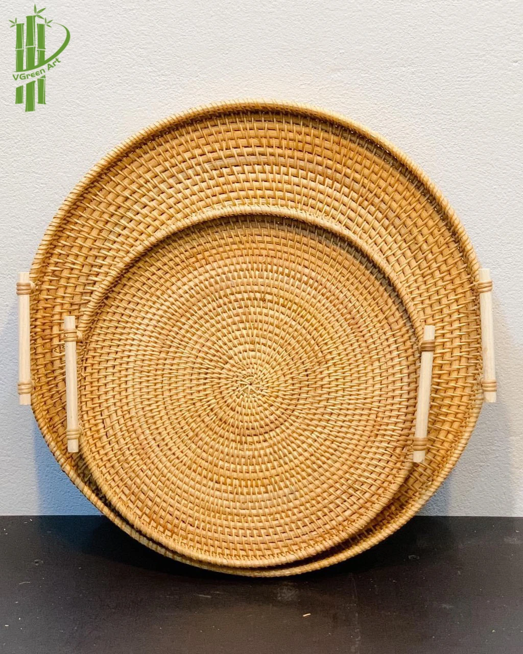 Rattan Storage Basket Serving Rattan Tray Fruit Vegetable Woven Handicraft Decorative Storage Organizer 2022