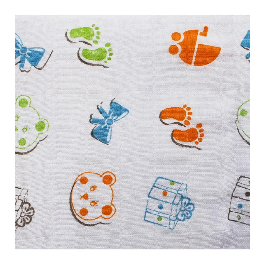 Honey Bee Design Printed Super Soft Organic Cotton Double Muslin Fabrics