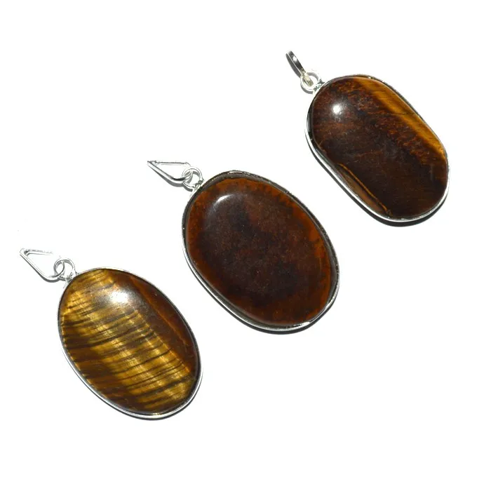Gemstone Tiger Eye Oval Pendants