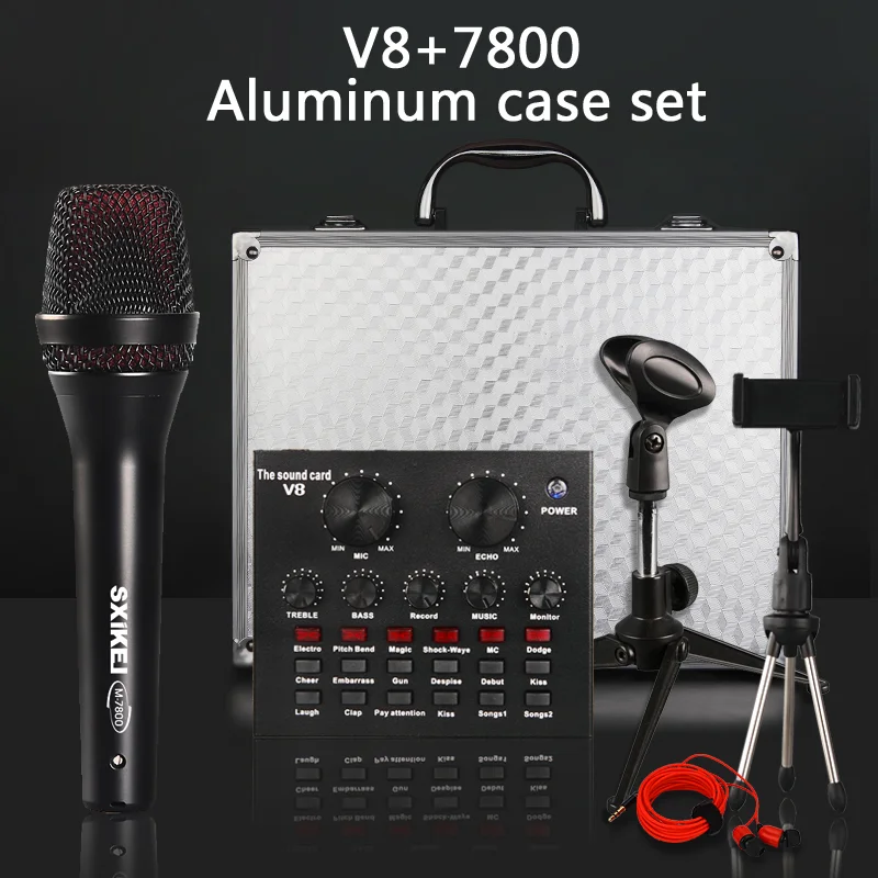 Персонализированная профессиональная звуковая карта V8 Usb + микрофон в алюминиевом