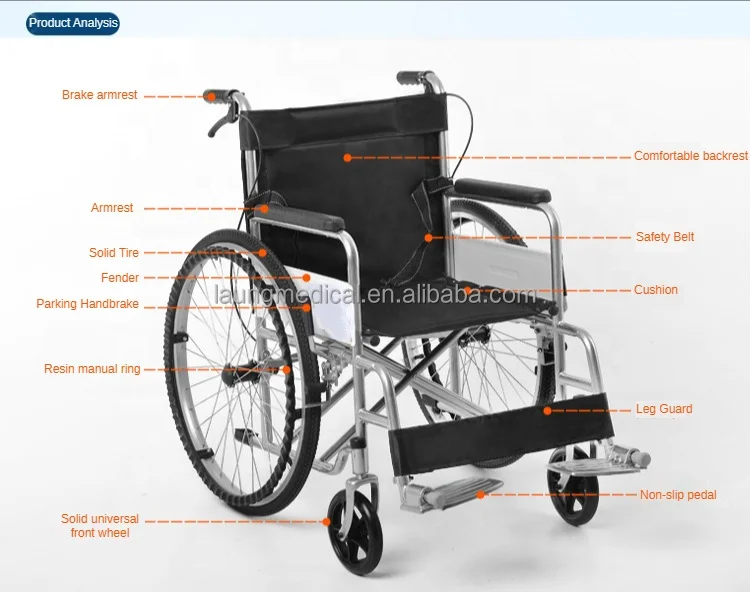 Supplier price steel aluminum hospital home used manual portable folding Wheelchair