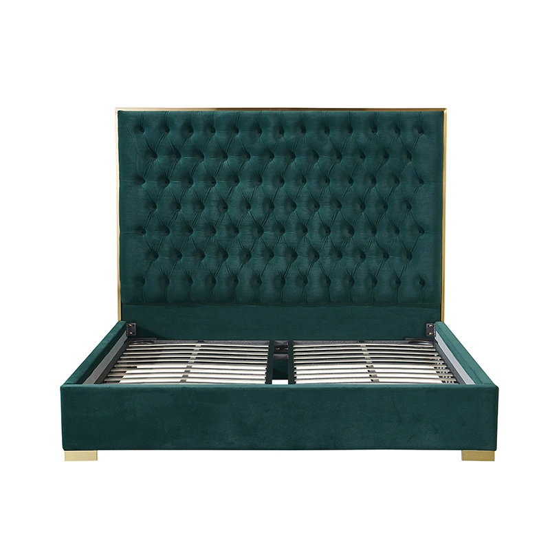 High quality king size upholstered solid wood beds frame design bedroom furniture set