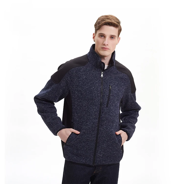 Autumn Men Knitted Fleece Lined Outdoor Softshell Jacket Warm