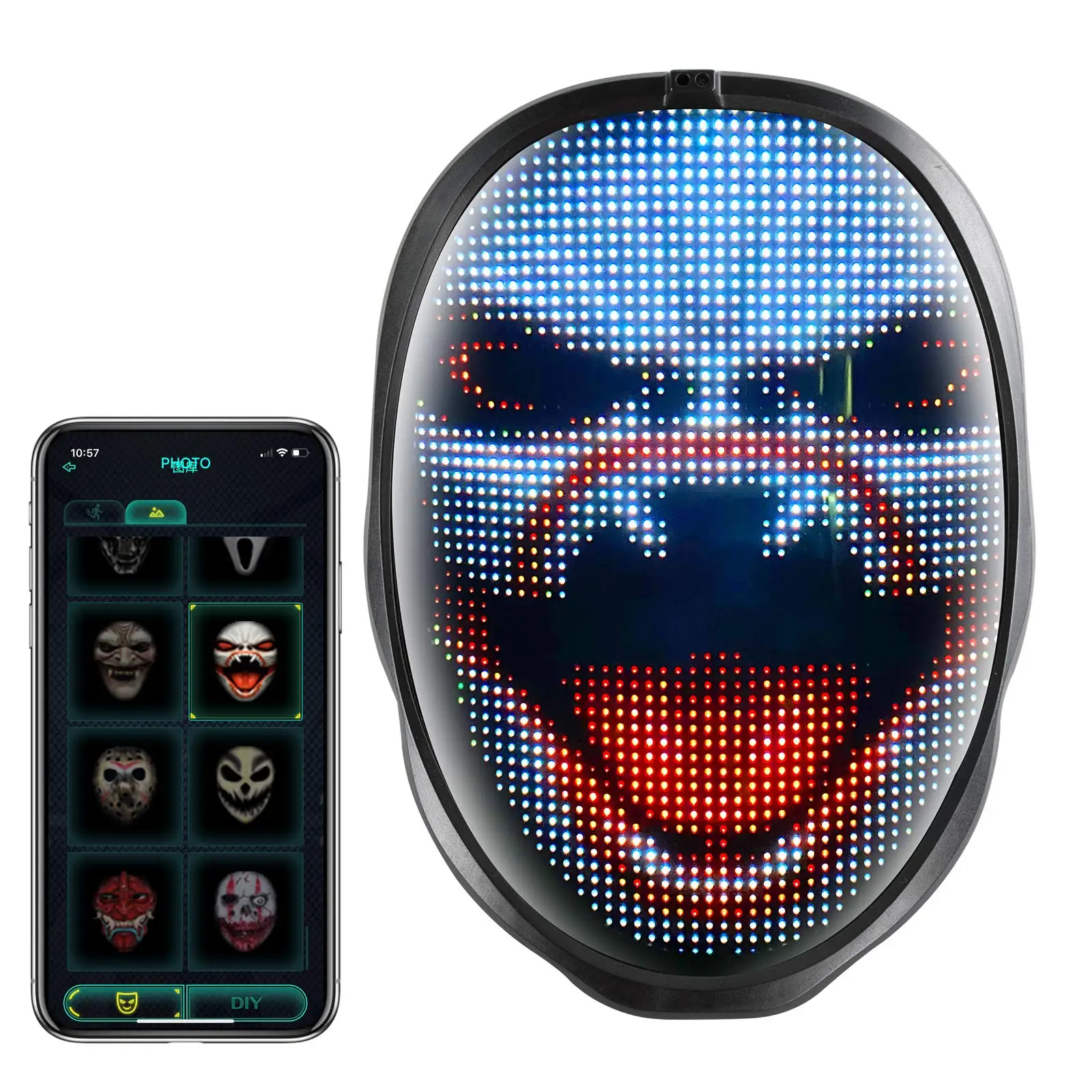  Неоновая светодиодная маска для Хэллоуина маски «Судная ночь» страшная ужасная костюм косплея светящаяся тушь диджея и вечеринки