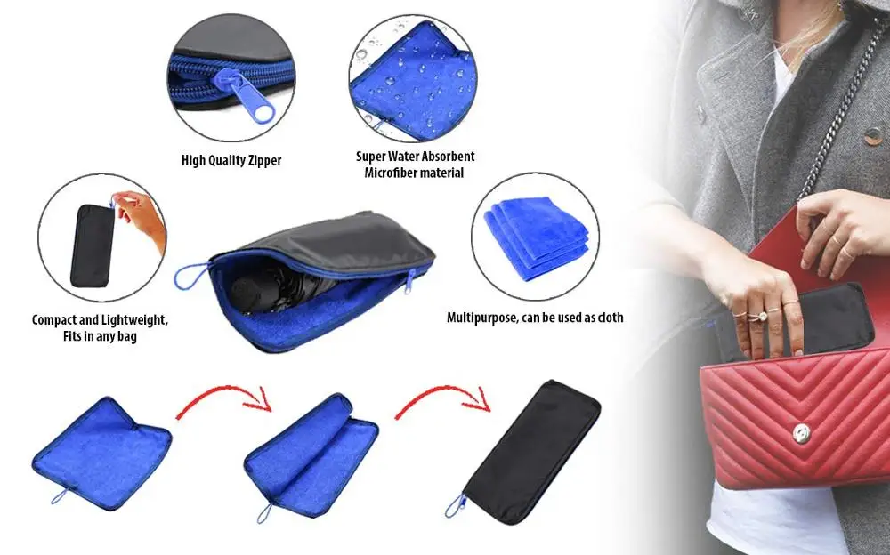  Lightweight Super Water Absorbent double sided Microfiber cloth Umbrella