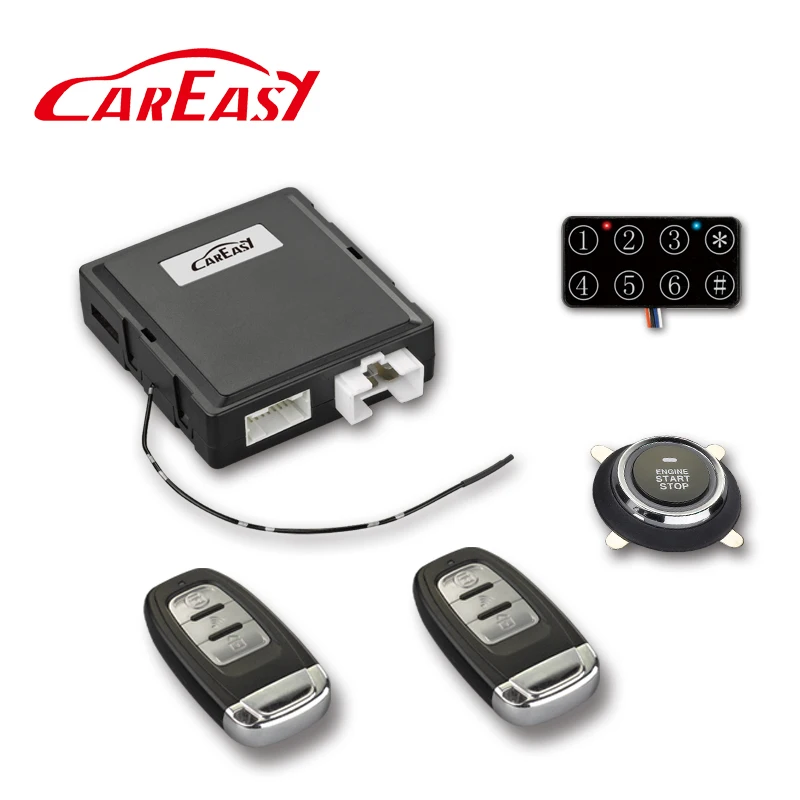 PKE Пассивный бесключевой вход Автомобильная сигнализация кнопка запуска и остановки двигателя с дистанционным запуском и программируемым временем работы двигателя