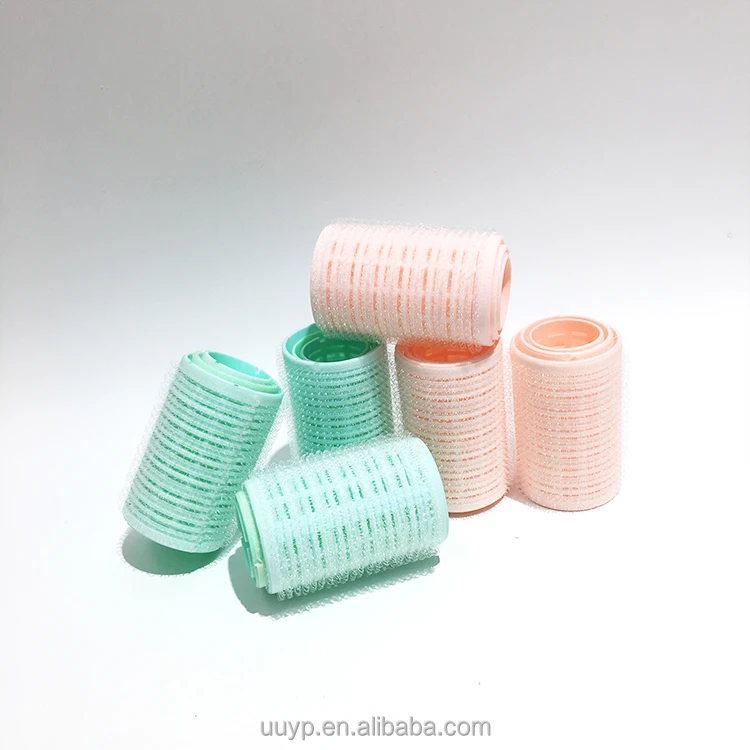 Magic Tape Hairdressing Rollers Curlers Self-Adhesive Velvet Flocking Mesh Plastic Wave Curly Hair Rollers