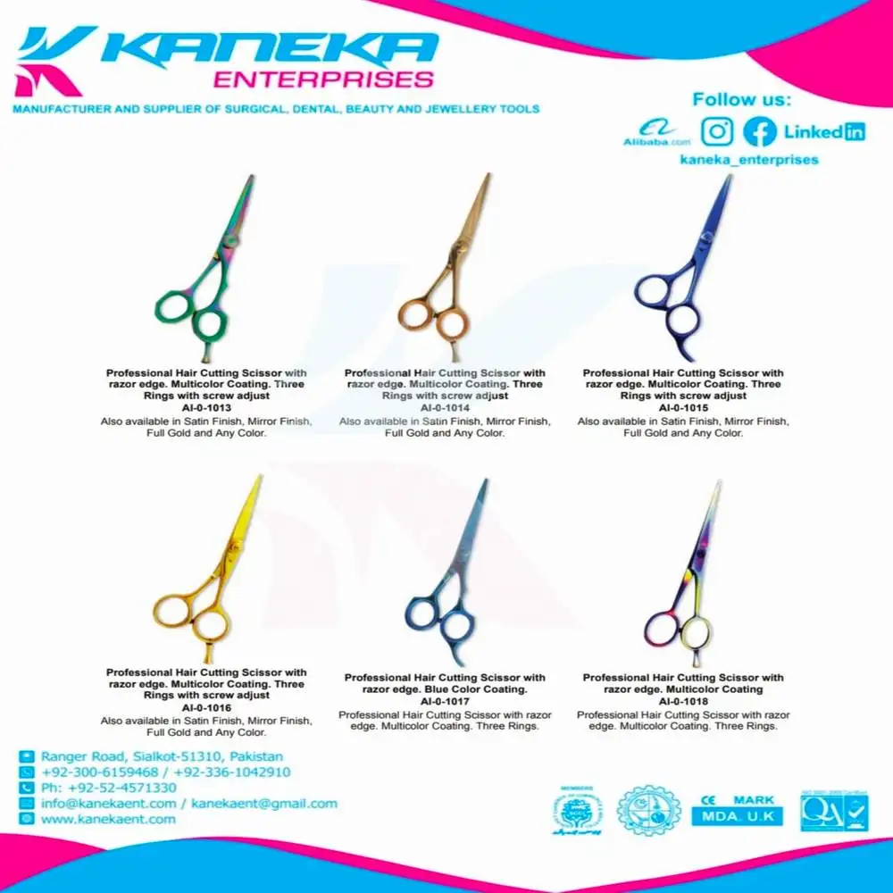 Straight Salon Scissors Double Swivel Thumb Hairdressing Shears Scissors Rotating Thumb Ring Durable Steel Blade