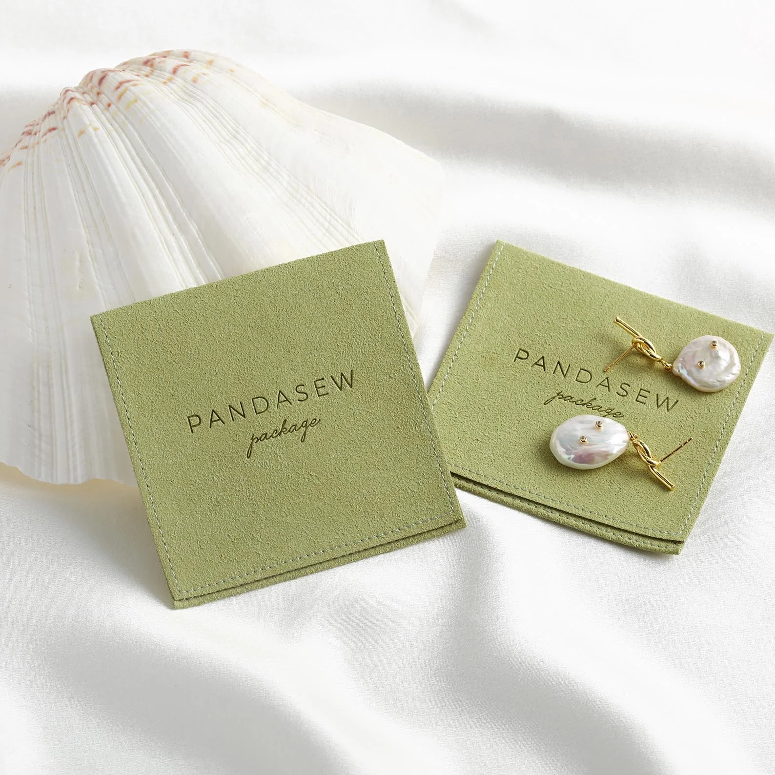 PandaSew Personalised Custom Logo Printed Small Envelope Flap Package Pouch Luxury Microfiber Necklace Jewelry Bag