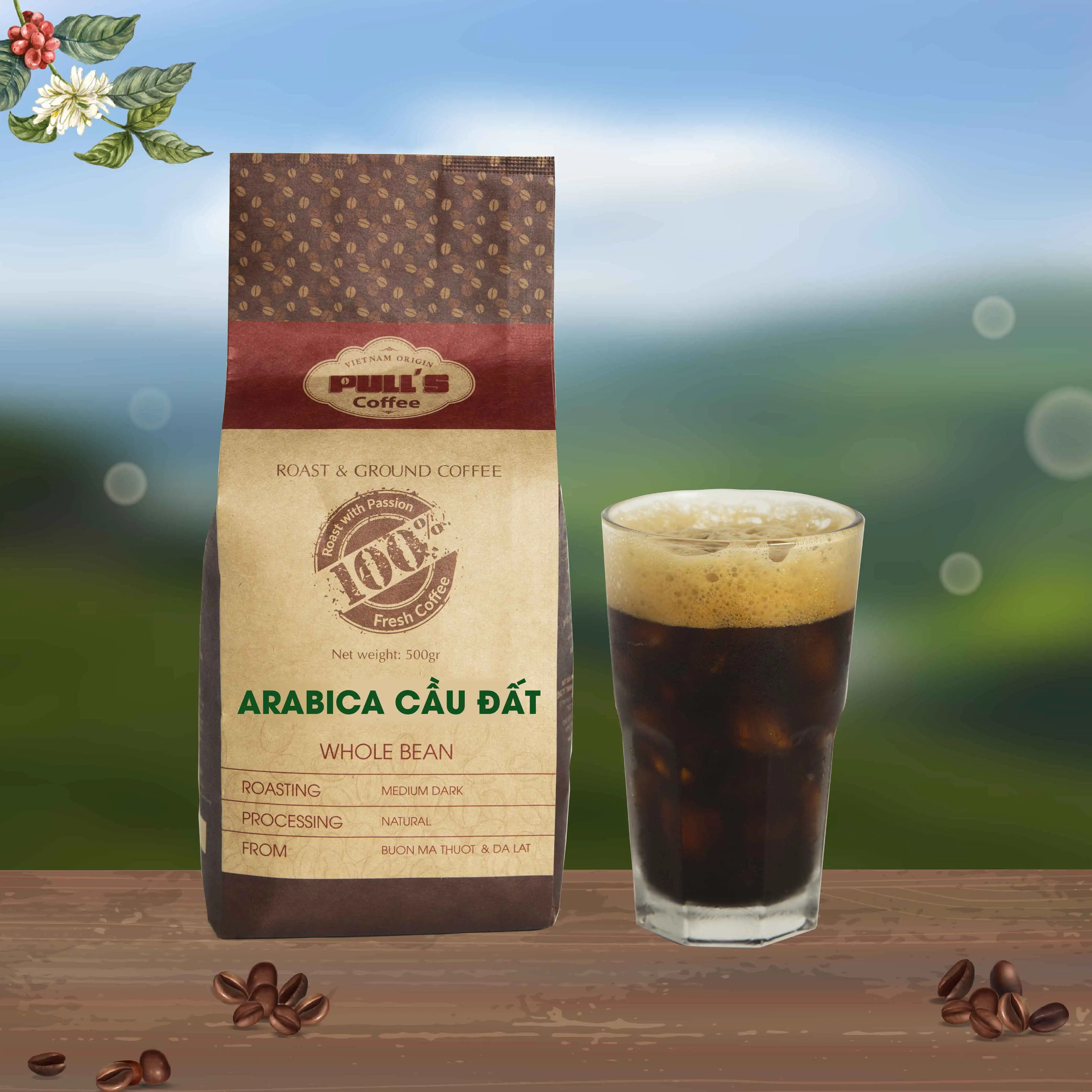 Arabica Cau Dat Средний обжаренный кофе 500 г