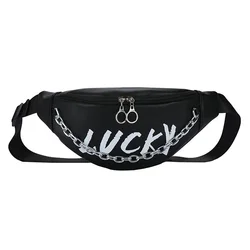 Wholesale Fashion Zipper PU Leather Woman Belt Waist Bag New Trendy Multiple-purpose Crossbody Messenger Bag With Chain For Girl