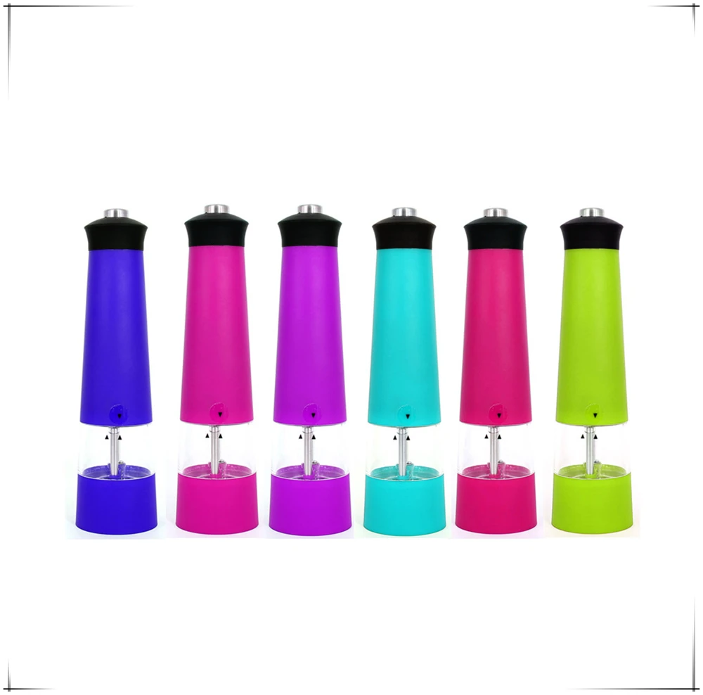 electric  plastic salt and pepper grinder with rubber coating spice mill tower design