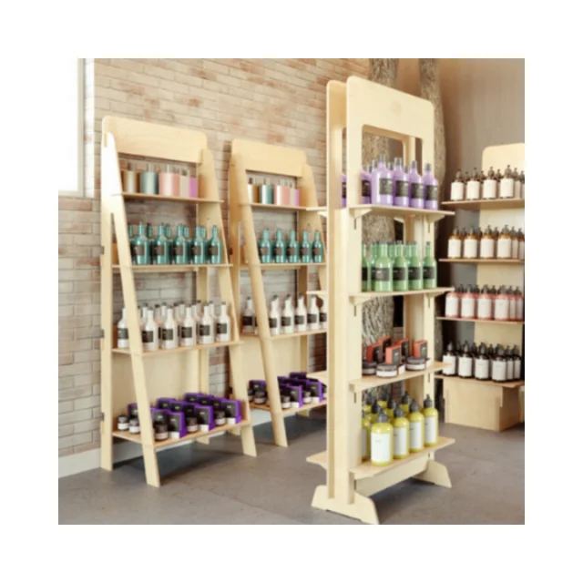 Best Made in Italy Fully Customizable Shop Furniture Wooden Display Rack for Beauty Store
