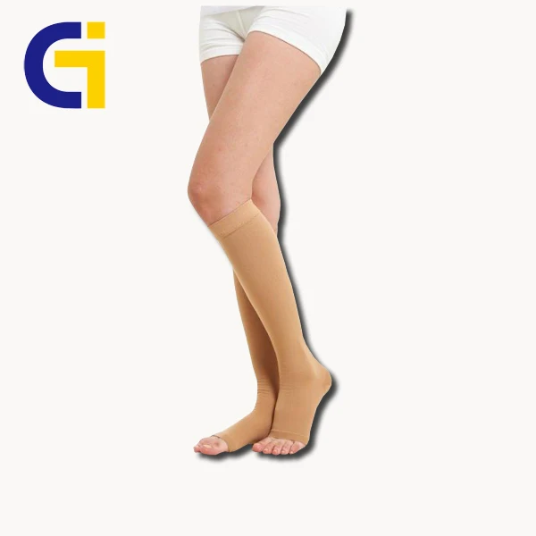 (Класс 2) для варикозного расширения вен открытый носок нейлоновый хвостовик высокие компрессионные чулки
