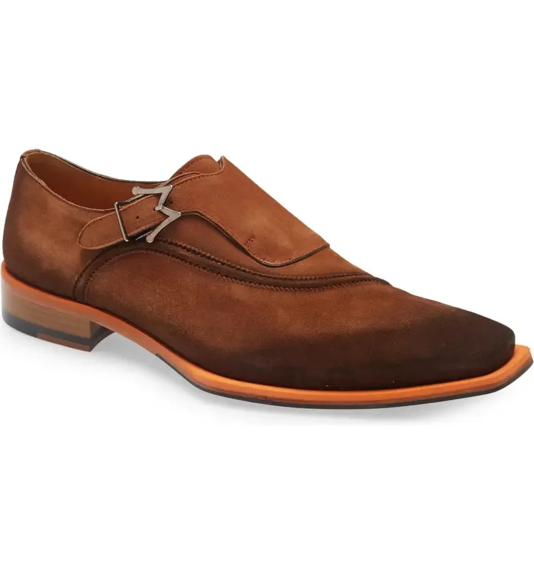 2022 New Arrival Dress Shoes Suede Monk Strap Shoes, High Quality Genuine Leather Hand made