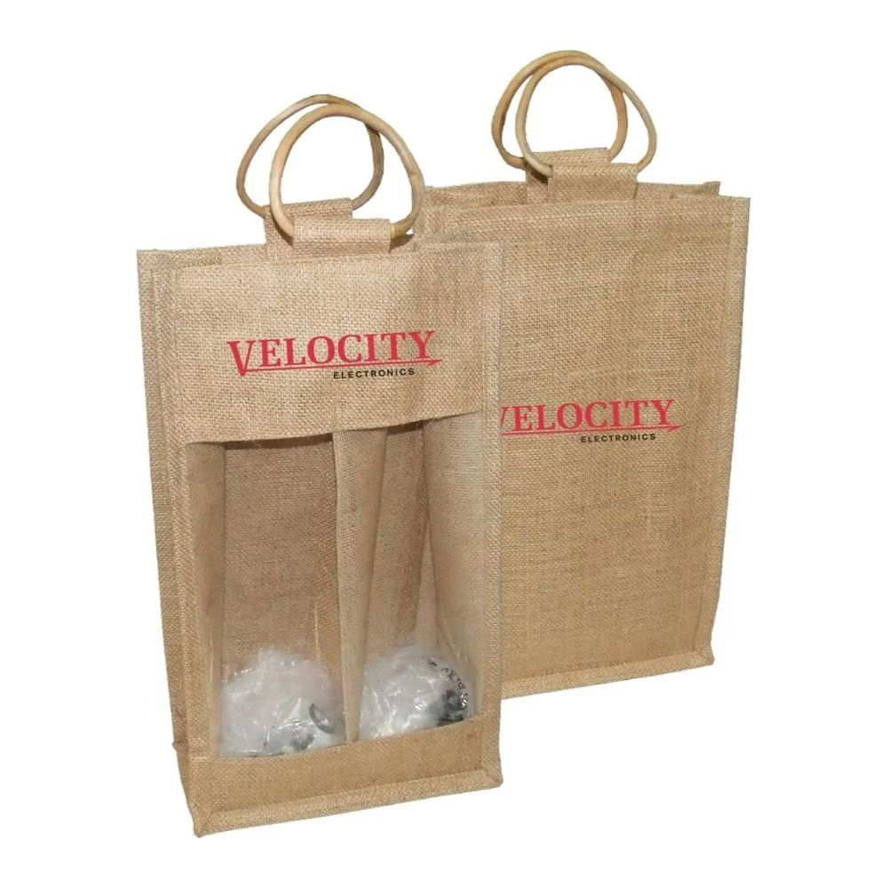 Recycled Transparent Wine Bag and Burlap Jute Gift Wine Bottle Bag at Best Price With 5% Discount