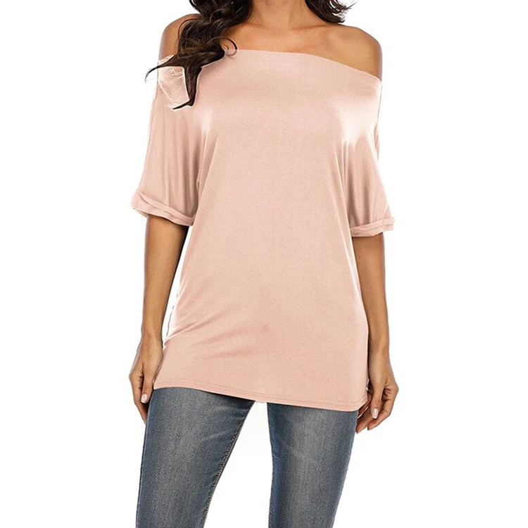 2022 Spring New Design Skinny off shoulder sustainable custom for healthy blank latest stylish Women T-shirt