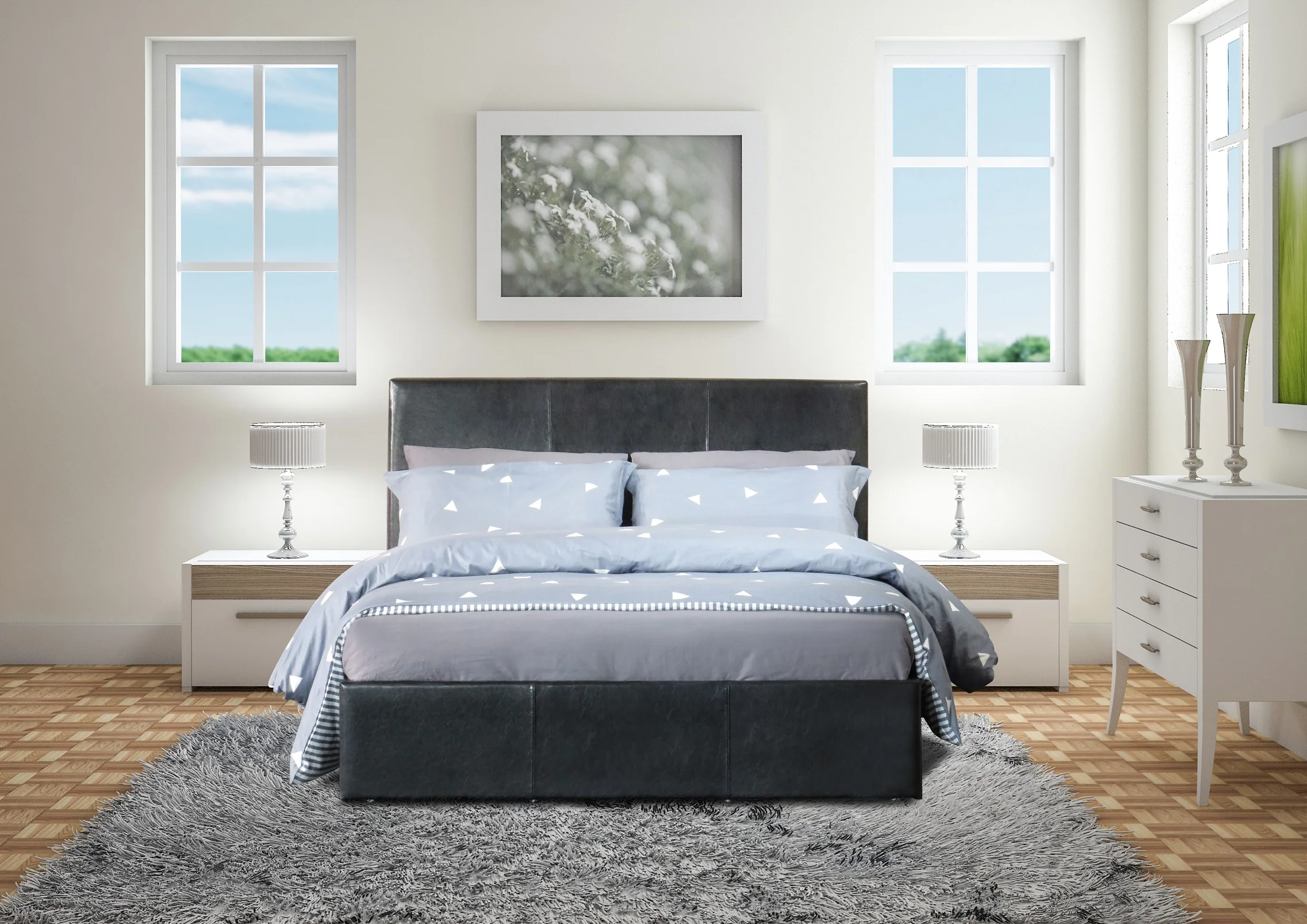 Luxury Upholstered Fabric or PU Faux leather Prado Bed Frame Single King Size Double Beds 3 4FT 4FT6 Bedroom Furniture