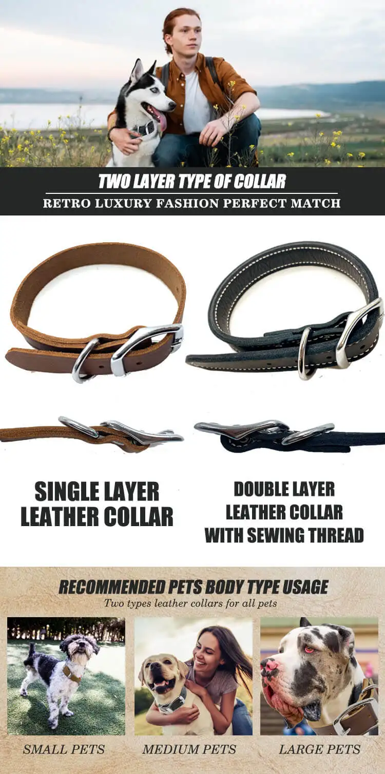Full Grain Leather Layer Pet Collar