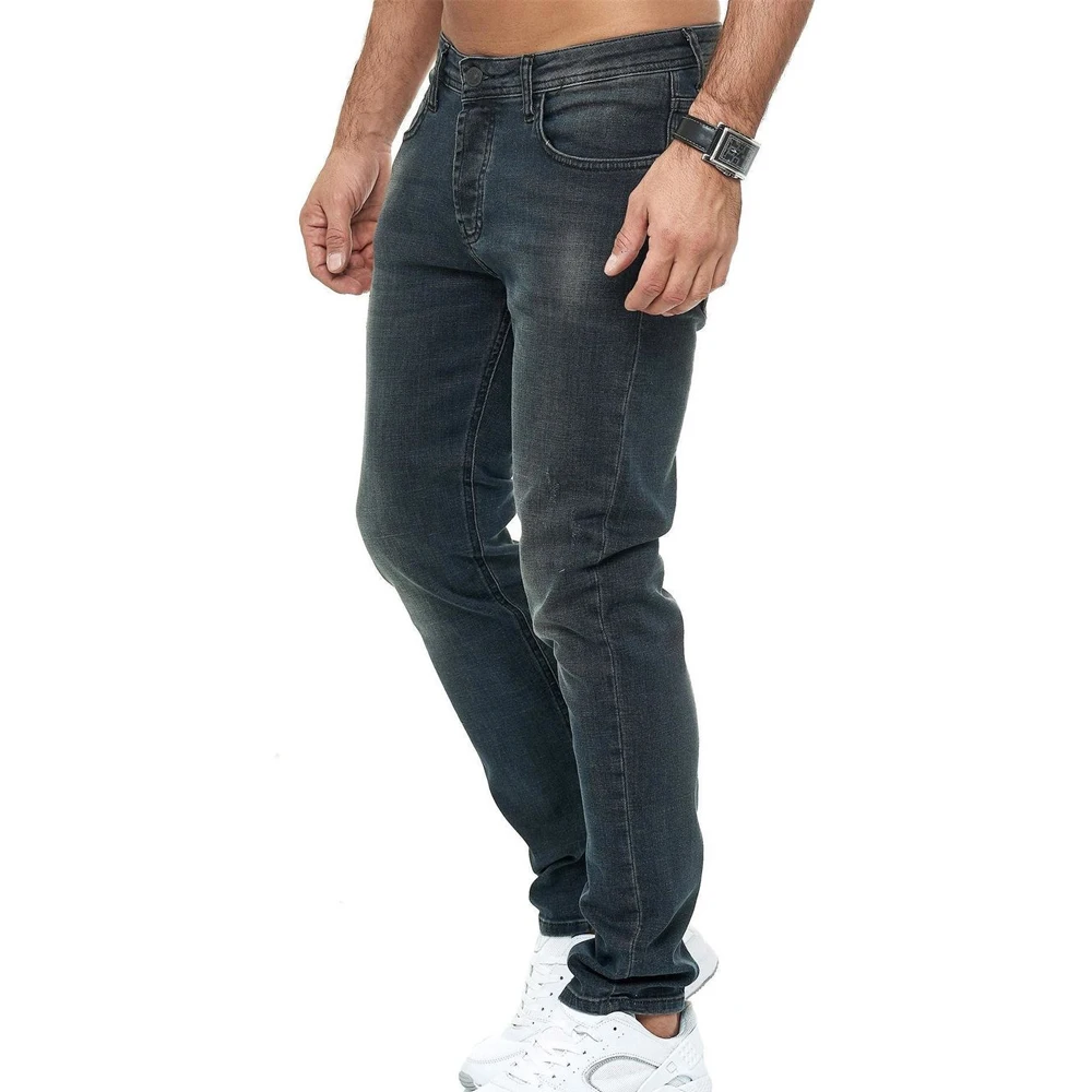 New Men Stretch Jeans men Elastic Cotton Pants Loose Fit Denim Trousers Men Brand Fashion Wear
