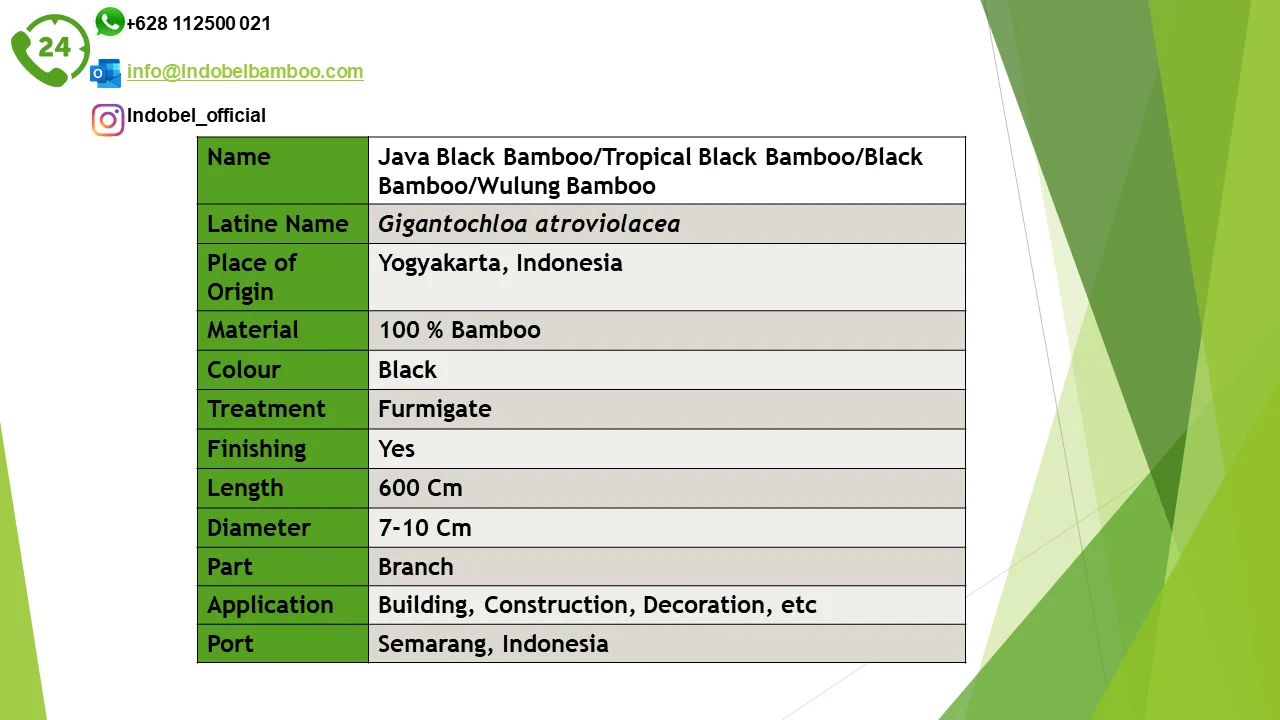 
High Quality Indonesia Bamboo Java Black Bamboo Treated For Construction (Black Bamboo With Finishing) 300cm 