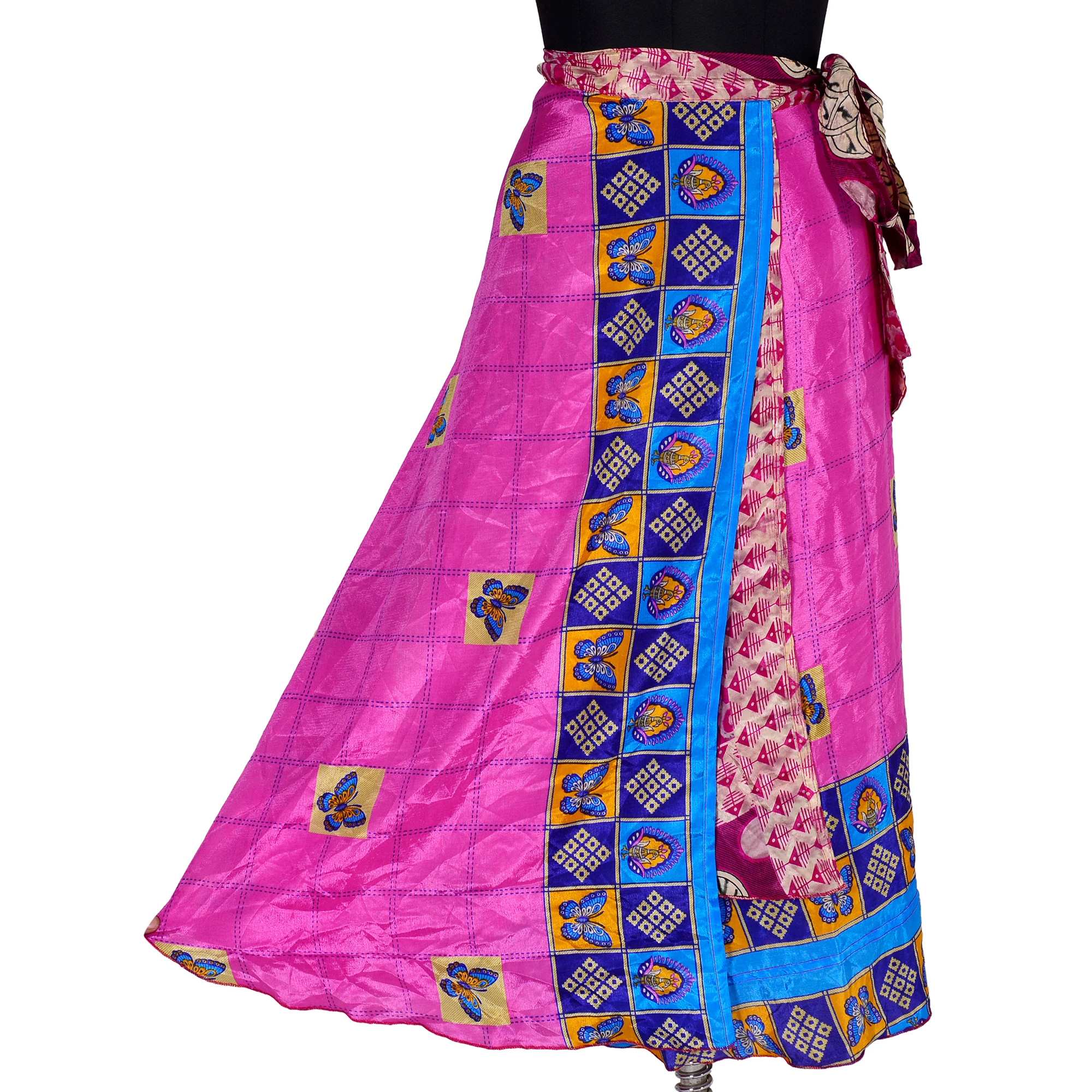 Boho Skirt Indian Silk Skirts Maxi Long Bohemian Summer Wrap Hippie Reversible Skirts For Women