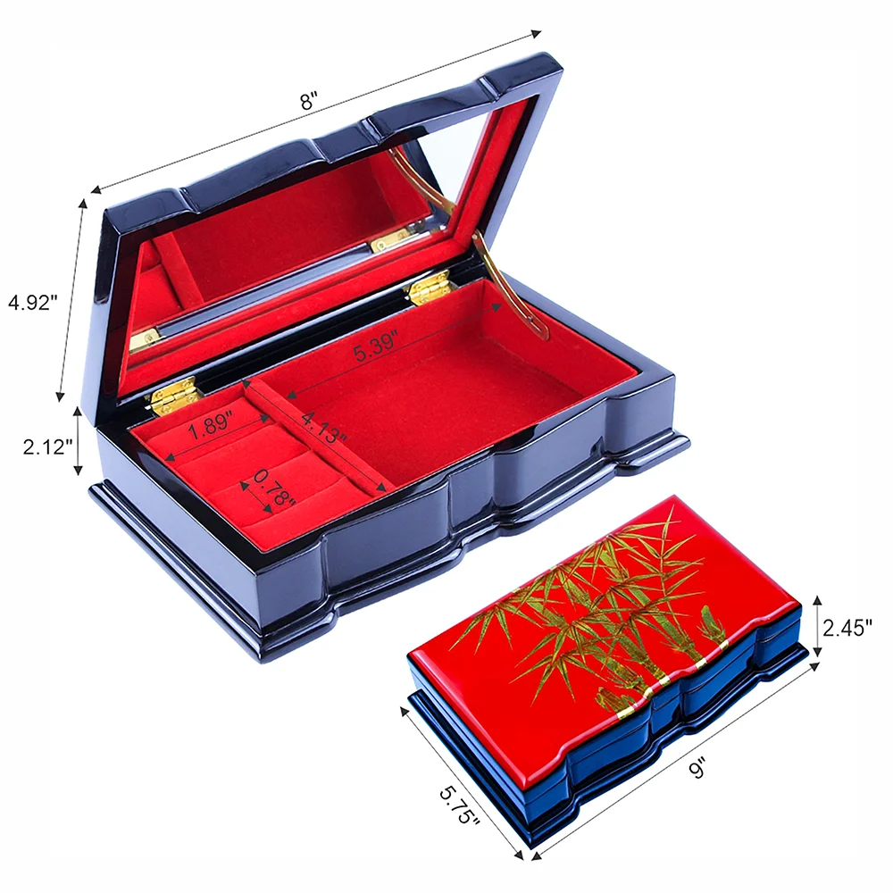 Wholesale wood lacquer box Small Jewelry Box Joyeria Caja Organizer Display Boxes For Necklaces Earrings