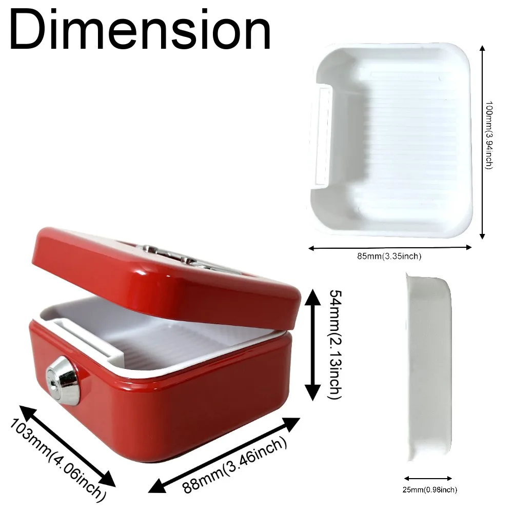 Mini Small Cash Box with Money Tray,Lock Box with Key,Small Safe for Kids