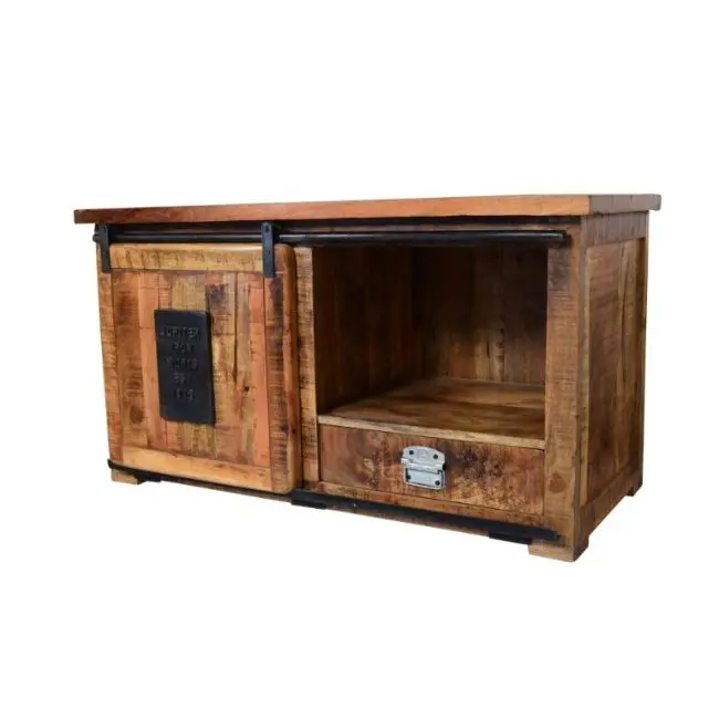 INDUSTRIAL HOME FURNITURE NEW WOOD I SIDING DOOR 1 DRAWER MIRRORED SIDEBOARD BUFFET RECYCLED TRADITIONAL SIDEBOARDS