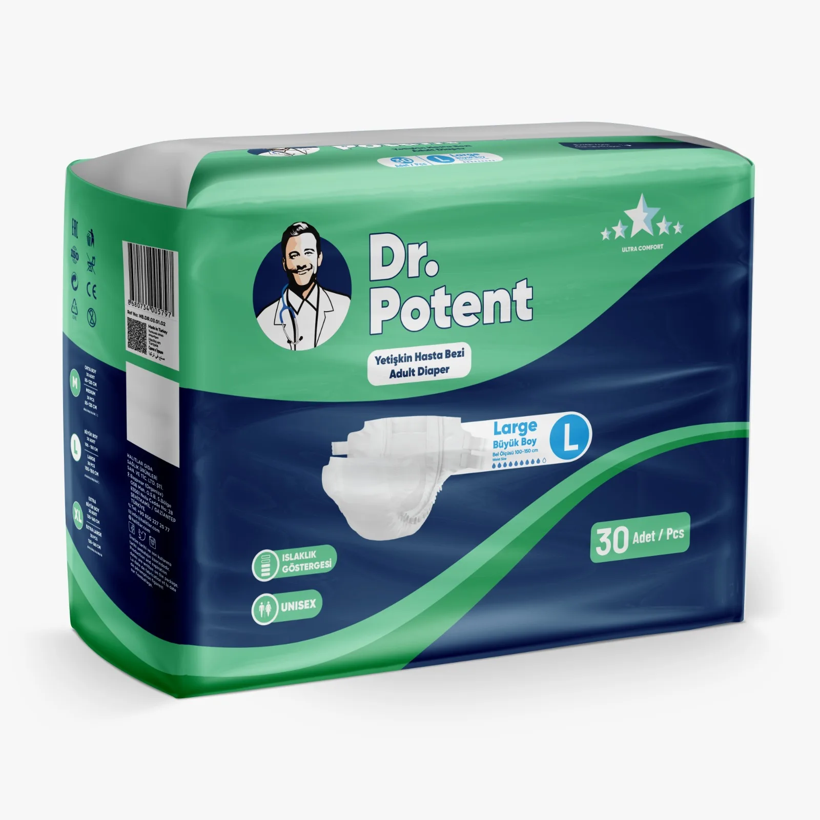Dr.Potent Adult Diaper (Large) 30 Pcs