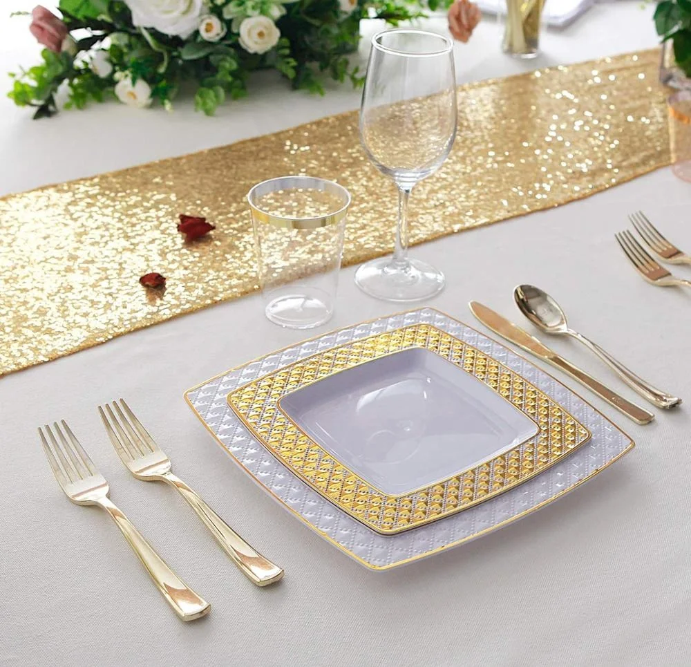 150pcs Best Price Formal Faience Disposable Plastic Dinnerware sets
