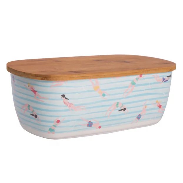 Large Wholesales Dry Food Cereal Container Bamboo Fiber Bread Canister