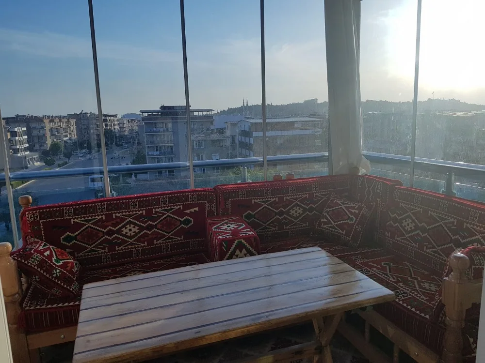 Outdoor Corner Sofa Set Outdoor Wood Sofa  Corner Set  Ottoman Style Oriental Corner Sofa Set + 32 Dances Sponge Cushion Pillows