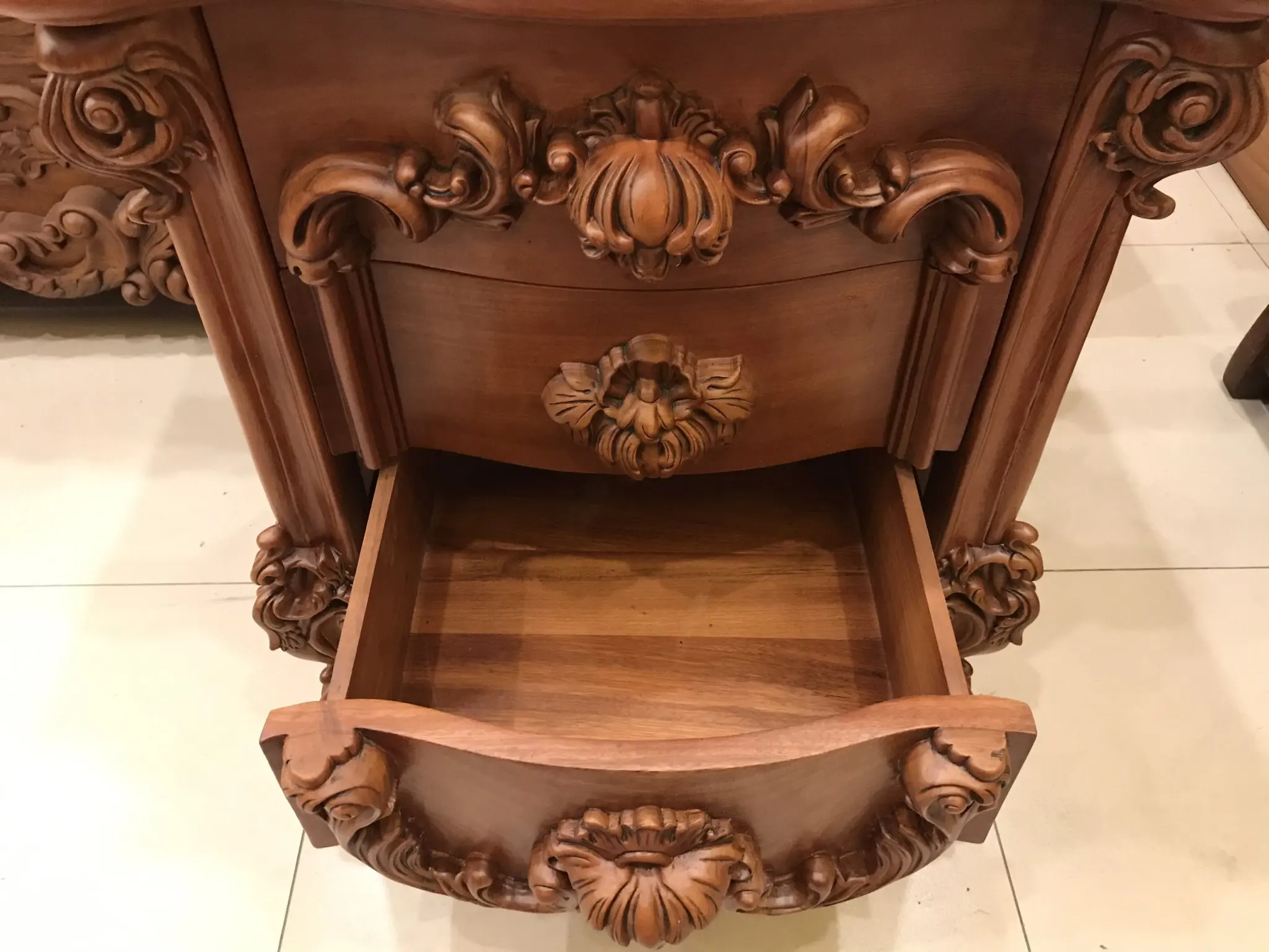 Classic bedside cabinet made of natural wood