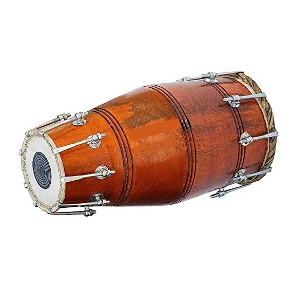 NASIR ALI NEW PROFESSIONAL BEAUTIFUL Dholak Orange Lacquered (Nuts and Bolts)