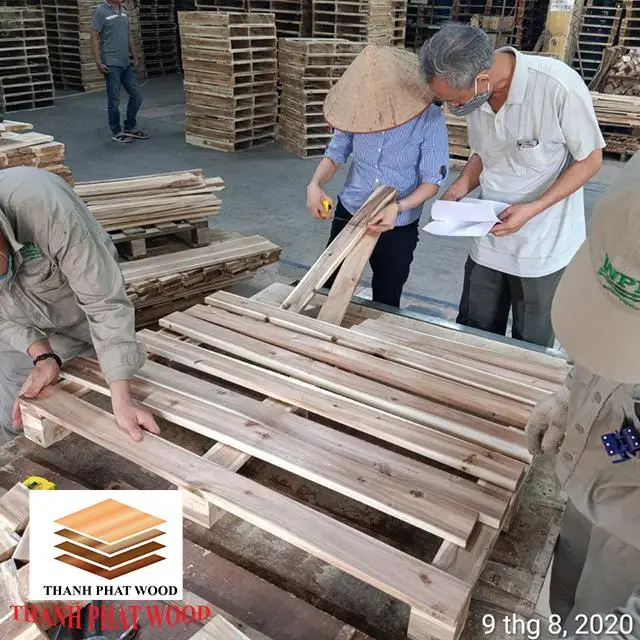 Whole Sale Competitive Price used pallets 1100x1100 mm Acacia Wood pallet With Premium Quality From Vietnam Export to Italy Mark