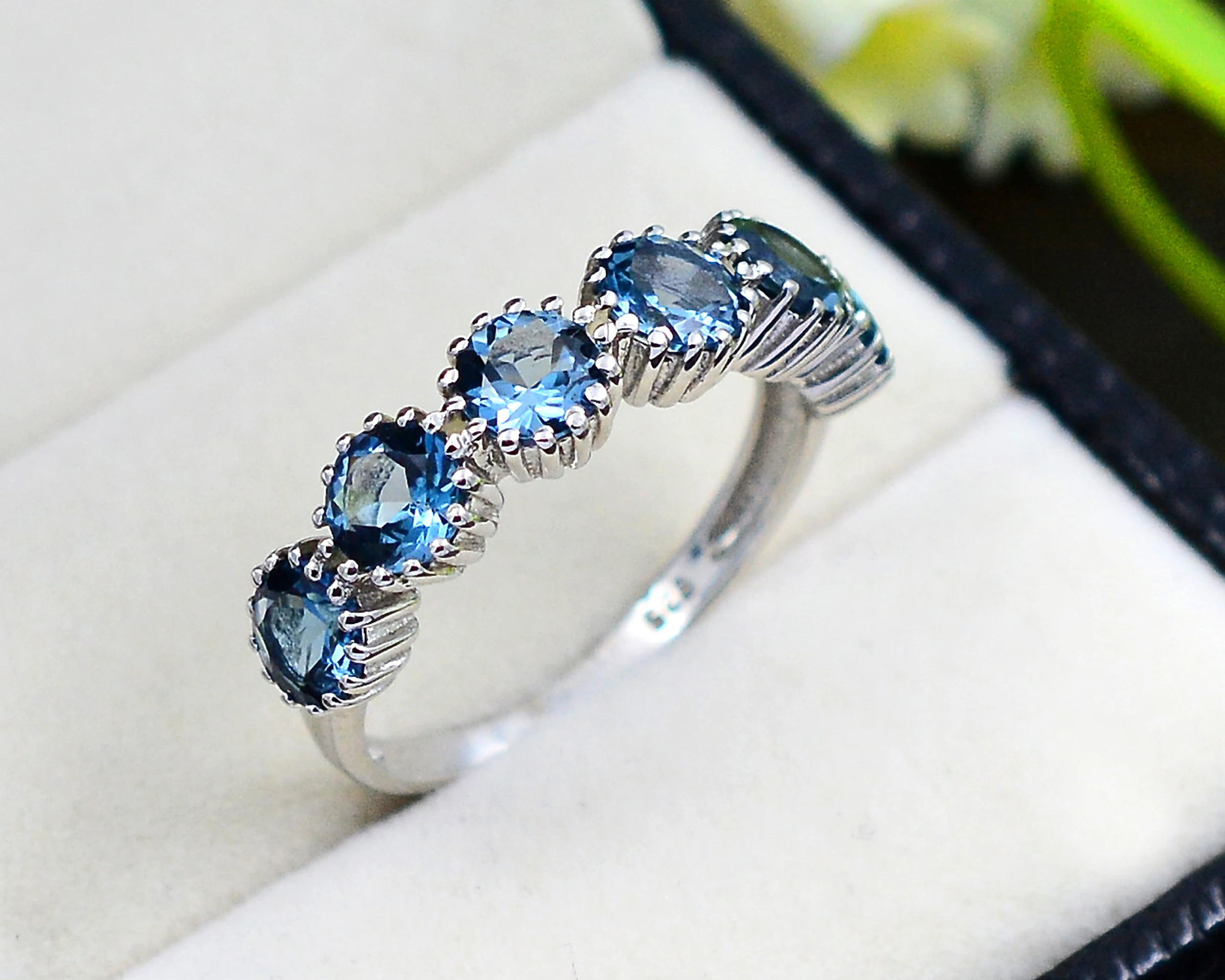 Wholesale Supplier Natural London Blue Topaz 5 mm 925 Sterling Handmade  Silver Ring women jewelry manufacturer from India