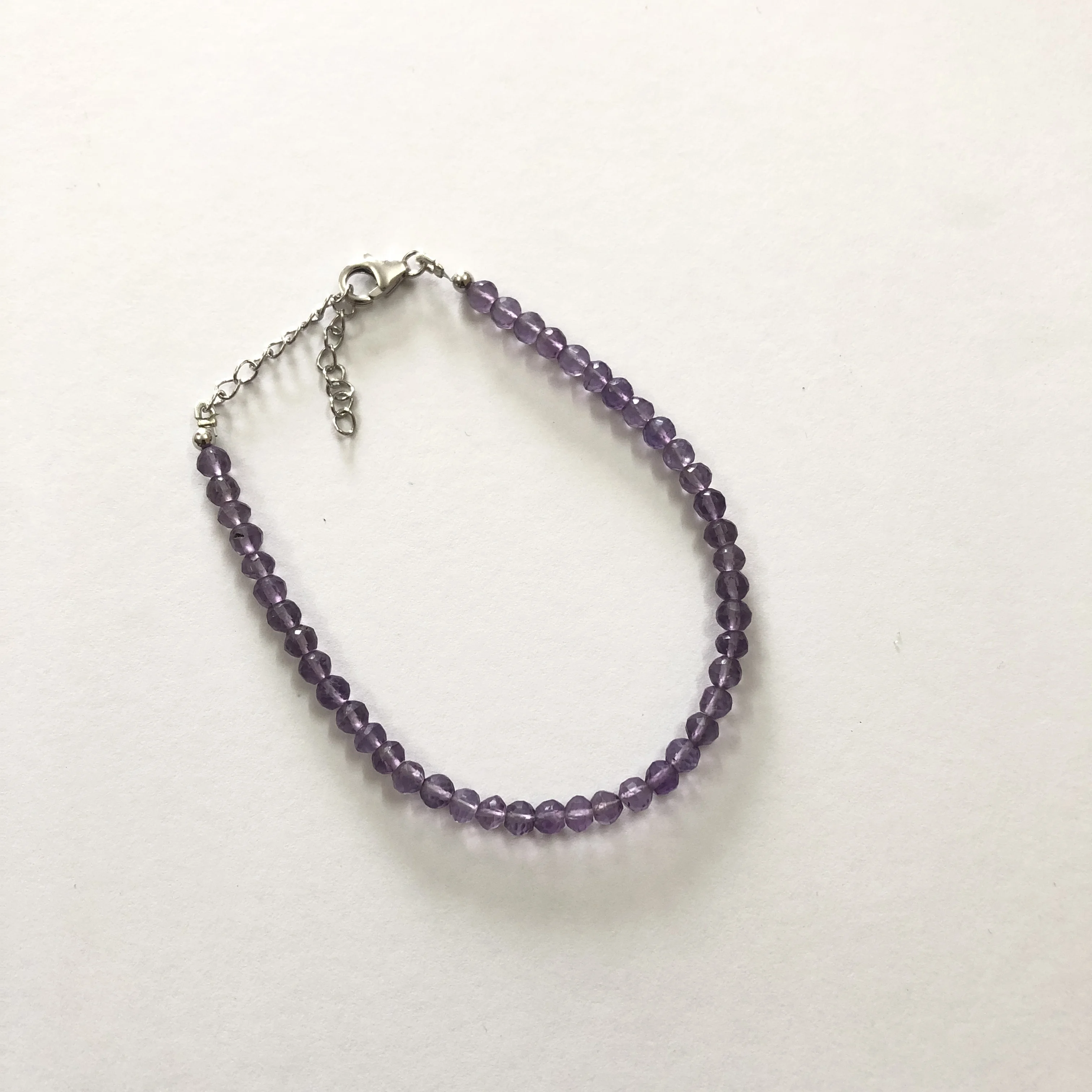 925 стерлингового серебра Природный Камень Аметист граненый шарики из бисера браслет для полудрагоценным камнем ювелирные изделия камень от производителя
