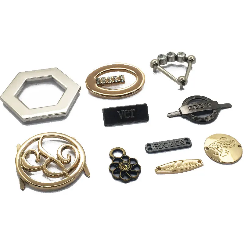 Handbags Engrave Round Band Brush Antique Brand Name Custom Metal Label Logo Plate For Bags