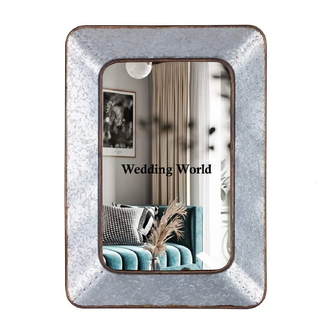 Galvanized Wall Mirror Customized Shape Handmade Designer Classic Stylish Wholesale New Luxury Metal