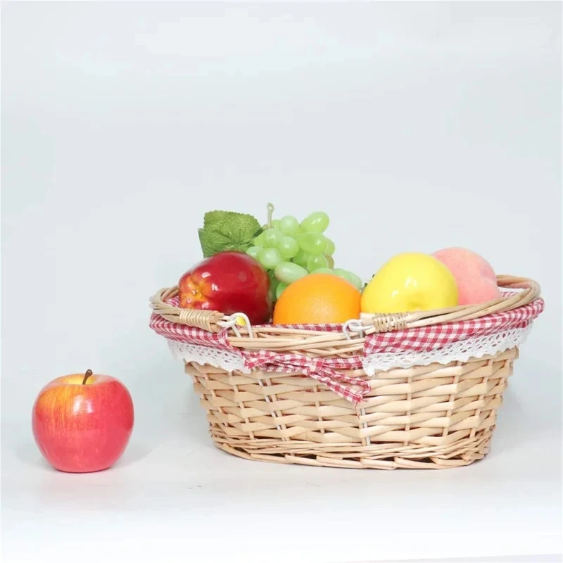 Wicker Basket Gift Baskets Empty Oval Willow Woven Picnic Basket With Handle