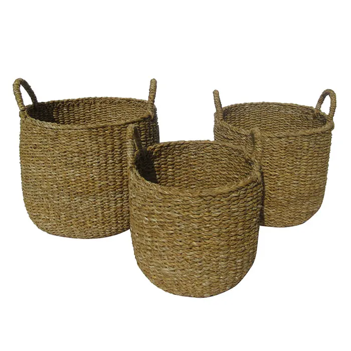 Woven handmade seagrass kitchen storage basket for kitchen room decoration