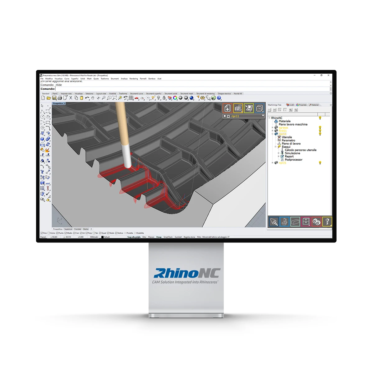 RhinoNC 3 axis-программная камера для механической промышленности